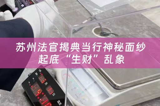 苏州法官揭典当行神秘面纱 起底“生财”乱象